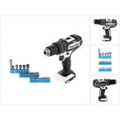 Makita DHP 482 ZW Perceuse-visseuse à Percussion Sans Fil 18 V 62 Nm + Jeu D'embouts De 26 Pièces - Sans Batterie, Sans Chargeur