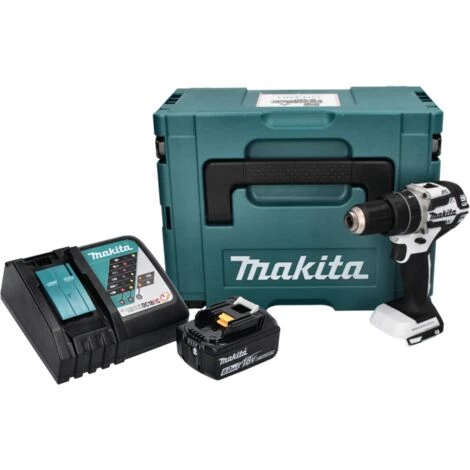 Makita DHP 484 RG1J W Perceuse-visseuse à Percussion Sans Fil 18 V 54 Nm Brushless + 1x Batterie 6,0 Ah + Chargeur + Makpac 4 Makita DHP 484 RG1J W Perceuse-visseuse à Percussion Sans Fil 18 V 54 Nm Brushless + 1x Batterie 6,0 Ah + Chargeur + Makpac – Image 2