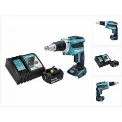Makita DFS 452 RF1 Visseuse à Cloison Sèche Sans Fil 18 V Brushless + 1x Batterie 3,0 Ah + Chargeur