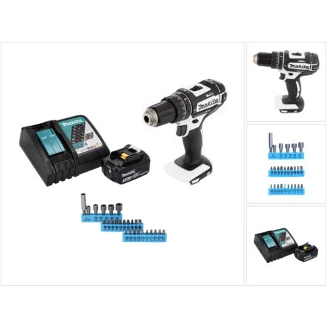 Makita DHP 482 RF1W Perceuse-visseuse à Percussion Sans Fil 18 V 62 Nm + 1x Batterie 3,0 Ah + Chargeur + Jeu D'embouts - 26 Pièces 3 Makita DHP 482 RF1W Perceuse-visseuse à Percussion Sans Fil 18 V 62 Nm + 1x Batterie 3,0 Ah + Chargeur + Jeu D'embouts - 26 Pièces