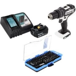 Makita DHP 482 RF1W Perceuse-visseuse à Percussion Sans Fil 18 V 62 Nm + 1x Batterie 3,0 Ah + Chargeur + Jeu D'embouts - 100 Pièces -Perceuse Soldes 2022 59635230 2