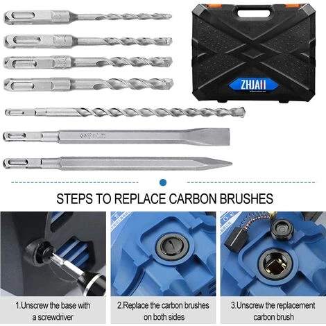 AIRAJ ZHJAN Marteau Perforateur, 1130W Marteau Démolisseur, Perforateur Burineur à 3 Modes (Ø De Perçage Du Béton Max : 28 Mm, SDS Mandrin Plus, Poignée Rotative à 360°) 4 AIRAJ ZHJAN Marteau Perforateur, 1130W Marteau Démolisseur, Perforateur Burineur à 3 Modes (Ø De Perçage Du Béton Max : 28 Mm, SDS Mandrin Plus, Poignée Rotative à 360°) – Image 2