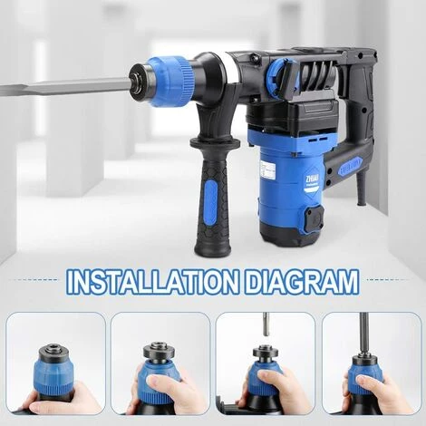 AIRAJ ZHJAN Marteau Perforateur, 1130W Marteau Démolisseur, Perforateur Burineur à 3 Modes (Ø De Perçage Du Béton Max : 28 Mm, SDS Mandrin Plus, Poignée Rotative à 360°) 5 AIRAJ ZHJAN Marteau Perforateur, 1130W Marteau Démolisseur, Perforateur Burineur à 3 Modes (Ø De Perçage Du Béton Max : 28 Mm, SDS Mandrin Plus, Poignée Rotative à 360°) – Image 3