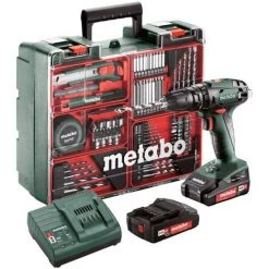 METABO® Metabo Perceuse à Percussion Sans Fil SB 18 Set, 18V 2x2Ah Li-Ion, Chargeur SC 30, Coffret, Atelier Mobile - 602245880