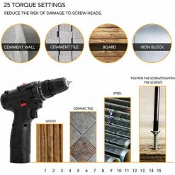 Outillage Perceuse à Percussion électrique, Tournevis électrique Tournevis Dynamométrique, 18V, 2 Batteries LangRay -Perceuse Soldes 2022 60134241 5
