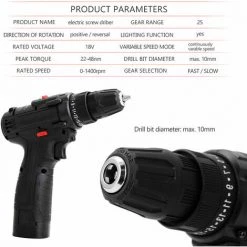 LITZEE Perceuse à Percussion électrique, Tournevis électrique Tournevis Dynamométrique, 18V, 2 Batteries Perceuse -Perceuse Soldes 2022 60166724 4
