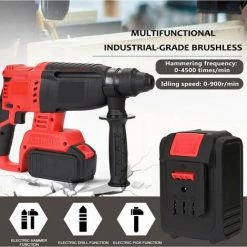 LITZEE Perceuse à Percussion Sans Fil Au Lithium Rechargeable Sans Balais Multifonctionnelle De Qualité Industrielle Marteau électrique Perceuse électrique à Double Usage - 1 Perceuse -Perceuse Soldes 2022 60299047 3