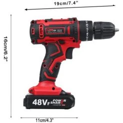 JMAX Perceuse Visseuse A Percussion Sans Fil 48V à 2 Vitesses Avec Marteau Et 2 Batteries Lithium-ion -Perceuse Soldes 2022 60568033 5