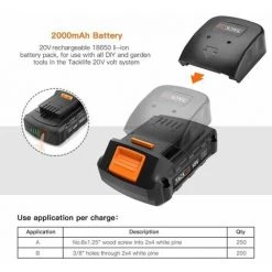 Perceuse électrique Sans Fil TACKLIFE 20 V Max, 310 Lb-pi, Mandrin En Métal 1/2", Tournevis électrique à 2 Vitesses Avec DEL, Batterie Rechargeable 2,0 Ah PCD04C 8 Perceuse électrique Sans Fil TACKLIFE 20 V Max, 310 Lb-pi, Mandrin En Métal 1/2", Tournevis électrique à 2 Vitesses Avec DEL, Batterie Rechargeable 2,0 Ah PCD04C -Perceuse Soldes 2022 60670661 2