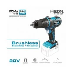 Taladro Percutor/atornillador 20v Brushless (sin Bateria Y Cargador) Portabrocas ø13mm 22x25cm Pro Series Battery Koma Tools
