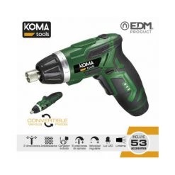 Atornillador A Bateria Reversible 3,6v Litio 1300ma Con 53 Accesorios 17,5x14,8cm Koma Tools