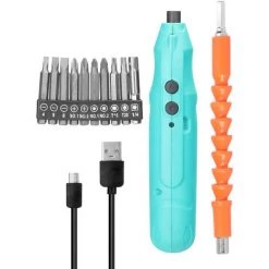 TANCYCO Tournevis électrique Rechargeable USB Sans Fil Mini Outil électrique Tournevis Multifonction Pour Réparer L'appareil électronique D'horloge (vert)