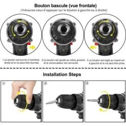 QERSTA Perceuse Visseuse Sans Fil, 1200 Tr/min, Mandrin En Métal 10 Mm, Indicateur LED, Perceuse Visseuse Pour Projets De Bricolage -Perceuse Soldes 2022 61062311 4