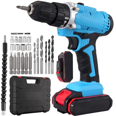GETLITOOL Perceuse Visseuse Au Lithium-ion Sans Fil 21V + Outils De Perçage Ensemble Perforateur Burineur 18+1 Couple Bleu Avec Chargeur 2 Batteries - Bleu 3 GETLITOOL Perceuse Visseuse Au Lithium-ion Sans Fil 21V + Outils De Perçage Ensemble Perforateur Burineur 18+1 Couple Bleu Avec Chargeur 2 Batteries - Bleu