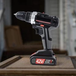 LITZEE Perceuse électrique Rechargeable Sans Fil à Double Vitesse 42VF Perceuse à Main électrique Alimentée Par Batterie Au Lithium Avec Batterie 2 Pièces Perceuse -Perceuse Soldes 2022 61105021 3