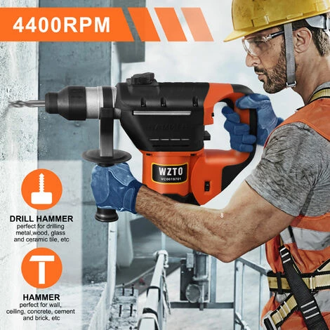 BENOBBY KIDS Marteau-perforateur électrique Perceuses à Percussion Vitesse Variable Marteau Perceuse Électrique Poignée Rotative à 360° 0〜4700 BPM (1600 W, Mandrin SDS Plus, Tête Robuste En Aluminium) 7 BENOBBY KIDS Marteau-perforateur électrique Perceuses à Percussion Vitesse Variable Marteau Perceuse Électrique Poignée Rotative à 360° 0〜4700 BPM (1600 W, Mandrin SDS Plus, Tête Robuste En Aluminium) – Image 5
