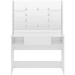 NOVA Toilettes Toilettes Toilettes De Salle De Bain-miroir De Table Et LED 1 Tiroir Divers étagères Table De Maquillage Avec éclairage LED 100x40x135 Cm MDF -Perceuse Soldes 2022 62447137 3