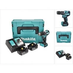 Makita DHP 487 RFJ Perceuse-visseuse à Percussion Sans Fil 18 V 40 Nm Brushless + 2x Batteries 3,0 Ah + Chargeur + Makpac