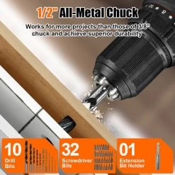 JMAX 20V Perceuse Visseuse Sans Fil 45N.m 20+1 Torque Avec Batterie -Perceuse Soldes 2022 63099819 3