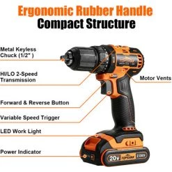 JMAX 20V Perceuse Visseuse Sans Fil 45N.m 20+1 Torque Avec Batterie -Perceuse Soldes 2022 63099819 5