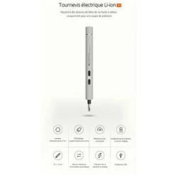 CLEGGFR Energie Electrique Tournevis Portable Rechargeable Au Lithium Vis De Precision Pilote De Chargement Usb Pour Telephone Portable Pc Portable Petits Appareils Outils De Reparation, Blanc Blanc,LO-Ron -Perceuse Soldes 2022 63521613 3