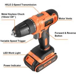 JMAX TS-ED3 20V Perceuse Visseuse Sans Fil 45N.m 20+1 Torque Avec Batterie -Perceuse Soldes 2022 63693064 5