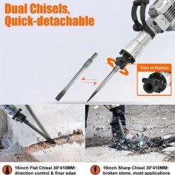 JMAX 1700W Marteau Piqueur Démolition 2000BPM -Perceuse Soldes 2022 63693749 3