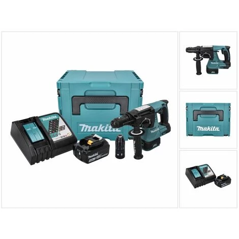 Makita DHR 243 RG1J Perforateur Sans Fil 18 V 2,0 J SDS Plus Brushless + 1x Batterie 6,0 Ah + Chargeur + Makpac 3 Makita DHR 243 RG1J Perforateur Sans Fil 18 V 2,0 J SDS Plus Brushless + 1x Batterie 6,0 Ah + Chargeur + Makpac
