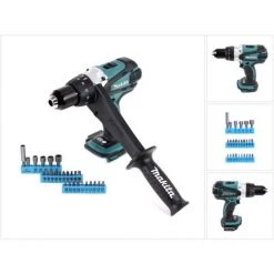 Makita DDF 458 Z Perceuse Visseuse Sans Fil 18V, 91 Nm + Set D'embouts, 26 Pcs. - Sans Batterie, Sans Chargeur
