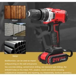 LIFCAUSAL Ménage 3in1 21V Multifuctional Impact Flat Drill Mini Electric Screwdriver 2 Speeds Commutable Rotation Ways Adjustment 25 + 1 Gears Of Torques Adjustable (1pcs Battery) -Perceuse Soldes 2022 63746087 4