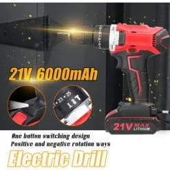 LIFCAUSAL Ménage 3in1 21V Multifuctional Impact Flat Drill Mini Electric Screwdriver 2 Speeds Commutable Rotation Ways Adjustment 25 + 1 Gears Of Torques Adjustable (1pcs Battery) -Perceuse Soldes 2022 63746087 5