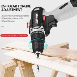 LIFCAUSAL Perceuse Sans Fil Portable 16,8 V Mandrin 3/8" Réglage De Vitesse 25 + 1 Perceuse électrique Portative Avec Indicateur De Batterie Lampe De Travail LED 2 Vitesses Variables Couple Max 25 N.m Comprend 1500 MAh -Perceuse Soldes 2022 63746157 3