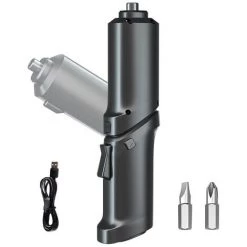 LIFCAUSAL Ensemble D'embouts De Tournevis électriques Portables 3,5 N/M Tournevis électrique Pliable Rechargeable Par USB Têtes Droites Réglables Avec Lampe De Poche LED Pour Porte D'armoire D'entretien Ménager,avec 2 Embouts