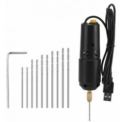 LIFCAUSAL Ensemble De Forets Mini Perceuse électrique En Résine Avec 10 Forets Forets Pour Bijoux DIY Produits En Aluminium Porte-clés En Bois Fabrication De Moules De Moulage En Résine Noir