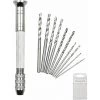 SINCèREETALI 11pcs Mini Drill Styling Set 9cm Perceuse à Main Avec 0.8-3mm Twist Drill Mini Perceuse à Main Pour Bijoux Résine Bois Bougies Et Moulage Artisanat Sculpture DIY Forage