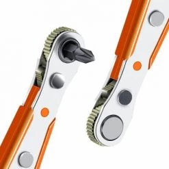 FOZIY Tournevis Cruciforme 2 X 110 Mm, Mini Clé à Cliquet 1/4" Et Embout Cruciforme Avec Entraînement à Couple élevé 1/4" Mini Tournevis Décalé à Cliquet Réversible，Fonepro