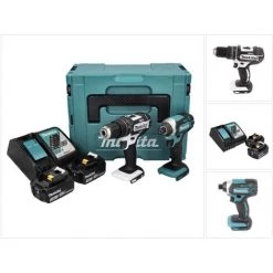 Makita DLX 2131 J Kit Combo 18 V DHP 482 Blanc 62 Nm + DTD 152 165 Nm + 2x Batteries 3,0 Ah + Chargeur + Makpac -Perceuse Soldes 2022 64087363 4