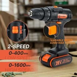 HAZEL Perceuse Sans Fil 20v, Visseuse Sans Fil Avec 2 Batteries Lithium 2000mah, 42n.m, Perceuse à 2 Vitesses -Perceuse Soldes 2022 64196149 3