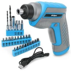 HAZEL Tournevis Multifonction Sans Fil Hi-spec, Tournevis Sans Fil, 3,6v Lithium-ion, 4 Torches à Led Avec 27 Accessoires, Conteneur Chargeur Usb