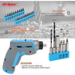 HAZEL Tournevis Multifonction Sans Fil Hi-spec, Tournevis Sans Fil, 3,6v Lithium-ion, 4 Torches à Led Avec 27 Accessoires, Conteneur Chargeur Usb -Perceuse Soldes 2022 64196466 3