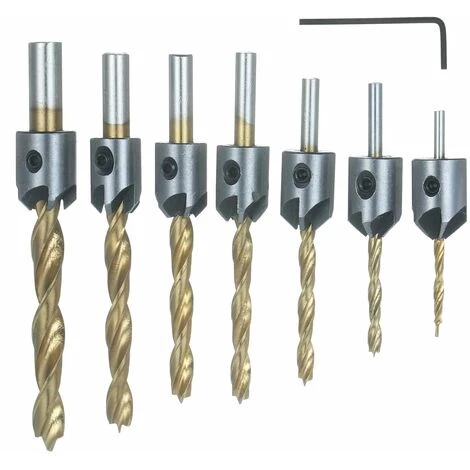 LIFCAUSAL Lot De 8 Outils De Forage à Chanfrein Pour Le Travail Du Bois Comprenant 7 Forets à Fraiser à Trois Points + Clé En L Forets à Bois En Acier à Grande Vitesse Forets Plaqués Titane Pour Le Forage Du Bois 3 LIFCAUSAL Lot De 8 Outils De Forage à Chanfrein Pour Le Travail Du Bois Comprenant 7 Forets à Fraiser à Trois Points + Clé En L Forets à Bois En Acier à Grande Vitesse Forets Plaqués Titane Pour Le Forage Du Bois