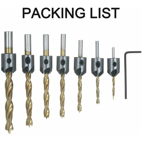 LIFCAUSAL Lot De 8 Outils De Forage à Chanfrein Pour Le Travail Du Bois Comprenant 7 Forets à Fraiser à Trois Points + Clé En L Forets à Bois En Acier à Grande Vitesse Forets Plaqués Titane Pour Le Forage Du Bois 6 LIFCAUSAL Lot De 8 Outils De Forage à Chanfrein Pour Le Travail Du Bois Comprenant 7 Forets à Fraiser à Trois Points + Clé En L Forets à Bois En Acier à Grande Vitesse Forets Plaqués Titane Pour Le Forage Du Bois – Image 4