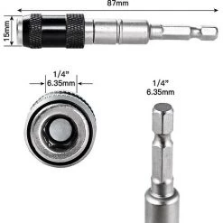 BAICCCF Visseuse Et Tournevis électrique Argent 1/4 "hexagonal Tournevis Foret Porte-embout Magnétique Extension Rod Outils À Main Changement Rapide Titulaire Drive Guide Bits Pour Tournevis -Perceuse Soldes 2022 64771334 4