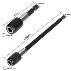BAICCCF Visseuse Et Tournevis électrique 60mm + 150mm 2 Pièces 6.35mm Tête De Lot Tige D'extension Tournevis Magnétique Levier De Transfert Rapide Tige D'extension Autobloquante 60/100/150mm Outils à Main