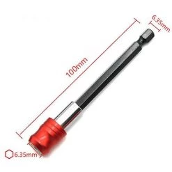 BAICCCF Visseuse Et Tournevis électrique 100 Mm Rouge -- 6,35 Mm Tête De Lot Tige D'extension Tournevis Magnétique Levier De Transfert Rapide Tige D'extension Autobloquante 60/100/150 Mm Outils à Main