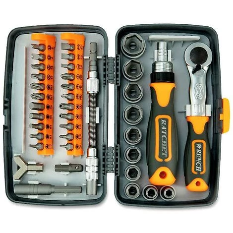 BAICCCF Visseuse Et Tournevis électrique Jeu D'embouts De Tournevis Professionnel Outils De Réparation Multiples Clé à Douille Mécanique Cliquets Kit Combo Outil à Main 38 En 1 Boîte à Outils。 4 BAICCCF Visseuse Et Tournevis électrique Jeu D'embouts De Tournevis Professionnel Outils De Réparation Multiples Clé à Douille Mécanique Cliquets Kit Combo Outil à Main 38 En 1 Boîte à Outils。 – Image 2