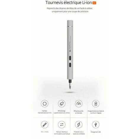 THSINDE Energie Electrique Tournevis Portable Rechargeable Au Lithium Vis De Precision Pilote De Chargement Usb Pour Telephone Portable Pc Portable Petits Appareils Outils De Reparation, Blanc - Blanc 5 THSINDE Energie Electrique Tournevis Portable Rechargeable Au Lithium Vis De Precision Pilote De Chargement Usb Pour Telephone Portable Pc Portable Petits Appareils Outils De Reparation, Blanc - Blanc – Image 3
