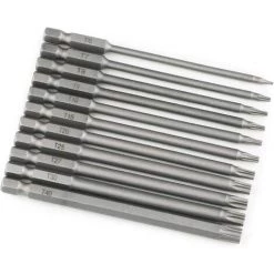 MèREÉTERNEL Lot De 11 Embouts Torx Longs 1/4" 100 Mm,embouts Longs Pour Tournevis Et Visseuse électrique,de Long Aimanté Tête D'étoile T6-T40 Hexagonal Tige électrique Torx Jeu D'outils De Tournevis Ternel