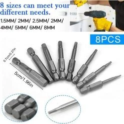 MèREÉTERNEL 8 PCS Hex Tige Tournevis Magnétique Embouts De Vissage Magnétique S2 Acier Tournevis Triwing 1.5/2/2.5/3//4/5/6/8 Embout Allen Visseuse Électrique Pour Tournevis Électriques Et Manuels(5cm) Ternel -Perceuse Soldes 2022 65182890 2