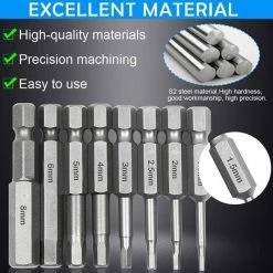 MèREÉTERNEL 8 PCS Hex Tige Tournevis Magnétique Embouts De Vissage Magnétique S2 Acier Tournevis Triwing 1.5/2/2.5/3//4/5/6/8 Embout Allen Visseuse Électrique Pour Tournevis Électriques Et Manuels(5cm) Ternel -Perceuse Soldes 2022 65182890 3